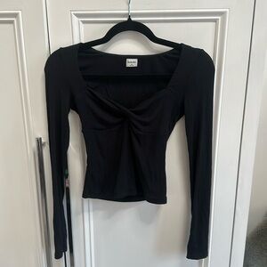 Aritzia black rouched long sleeve top